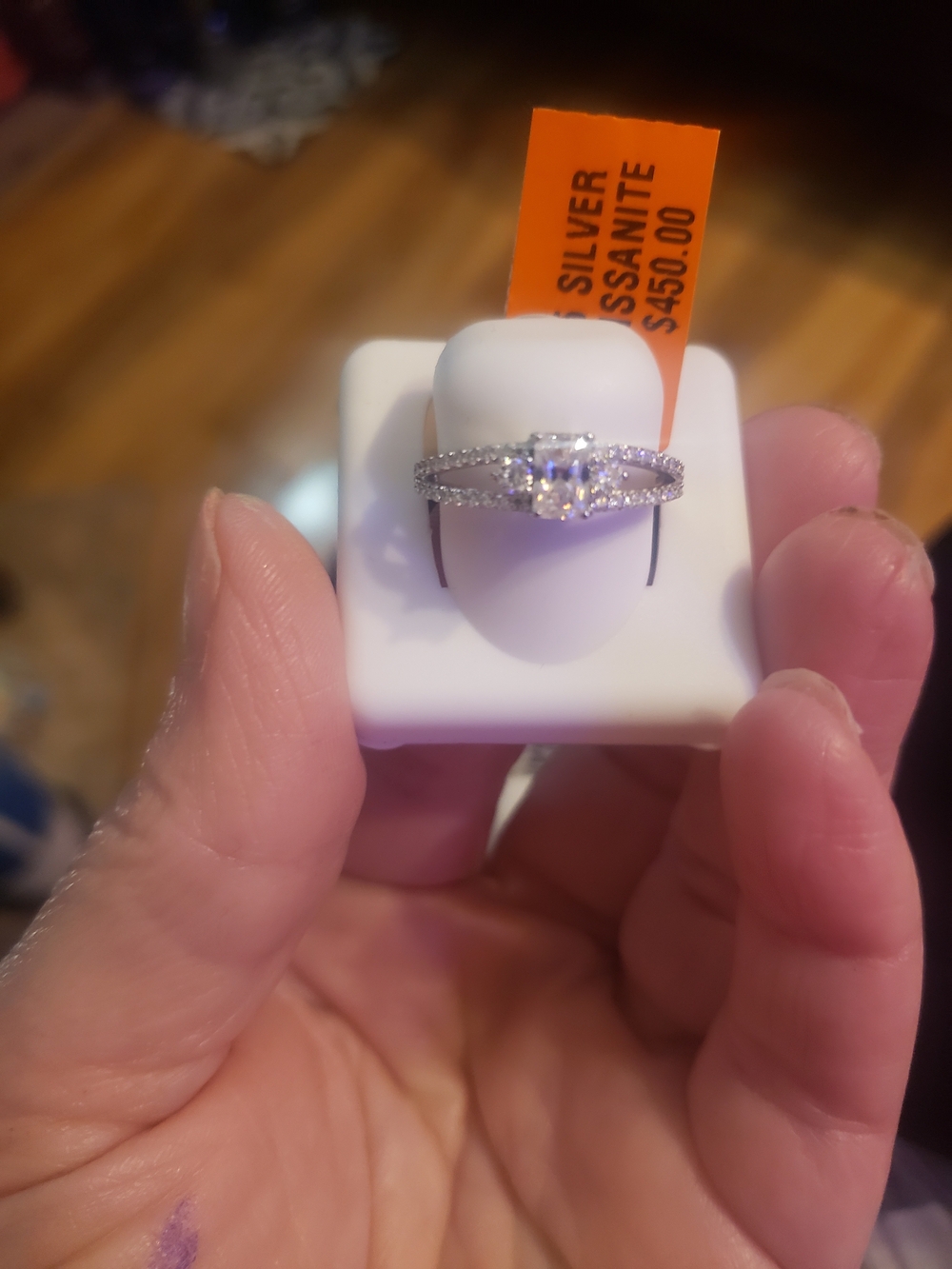 Sterling Silver 925  Mossanite  Engagement Ring - White